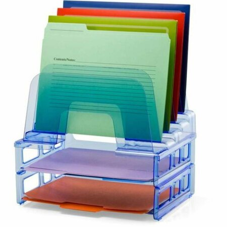 OFFICEMATE Large Incline Sorter with 2 Letter Tray Set, Transparent Blue OF467126
